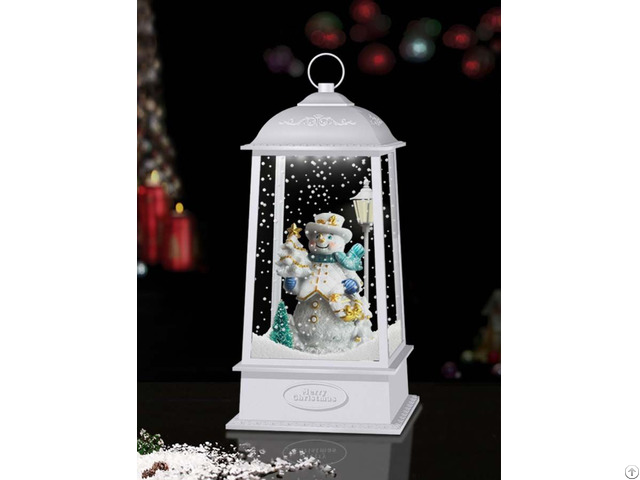 New Tabletop Hanging Snowing Lantern With Snowman Inside