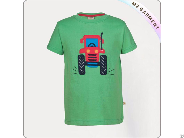 Wheels Applique Tractor Printed Tee