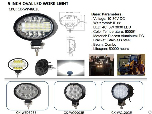 Creek 5 Inch 144w Oval Tractor Led Work Light