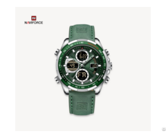 Naviforce Digital Analog Quartz Waterproof Multifunctional Military Leather Watch For Men