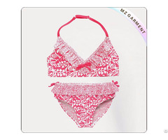 Kids Floral Print White Bikini