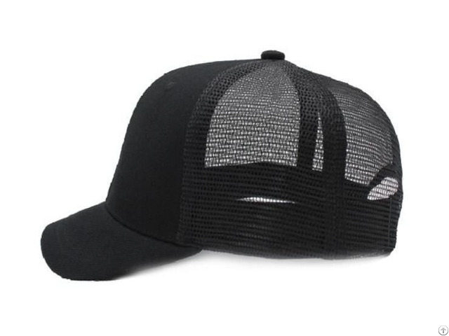 Black Blank Short Brim Baseball Mesh Cap