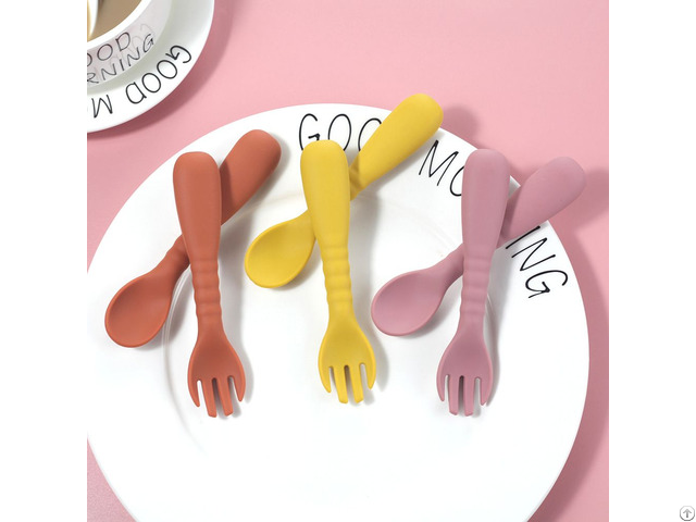Baby Feeding Eating Weaning Training Spoon And Fork Set