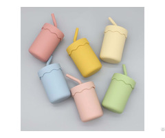 Food Grade Silicone Sippy Feeding Straw Cup With Lid