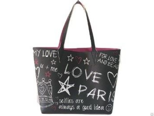 Graffiti Imprint Pu Leather Handbag