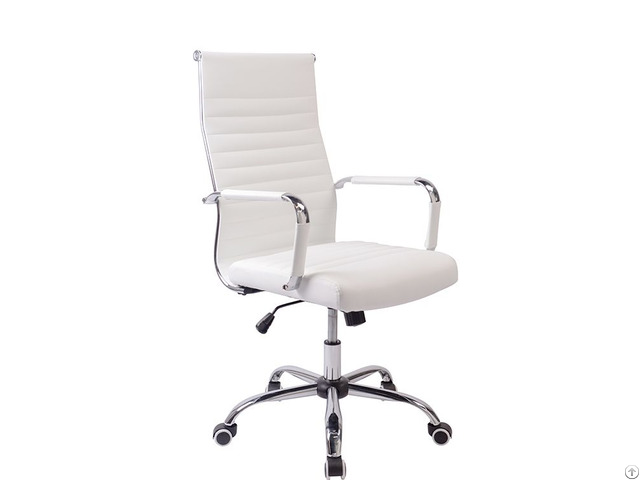 Wholesale Height Adjustable High Back White Leather Swivel Office Chair