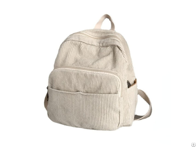 Corduroy Girls Backpack Soft Small Zipper Daily Women Shopping Back Pack