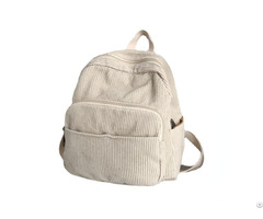 Corduroy Girls Backpack Soft Small Zipper Daily Women Shopping Back Pack