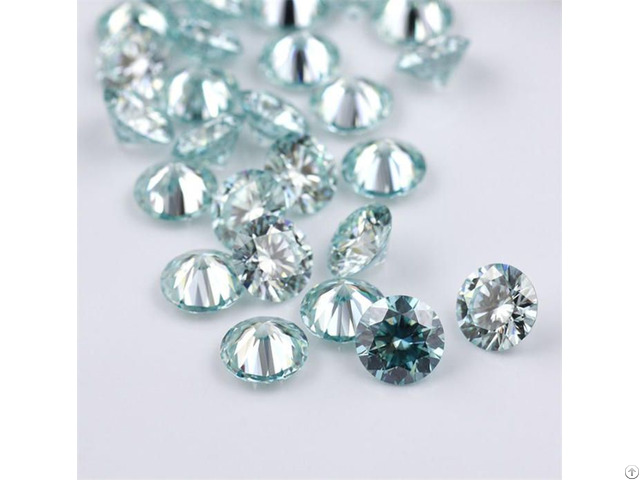 Blue Color Round Brilliant Cut Moissanite