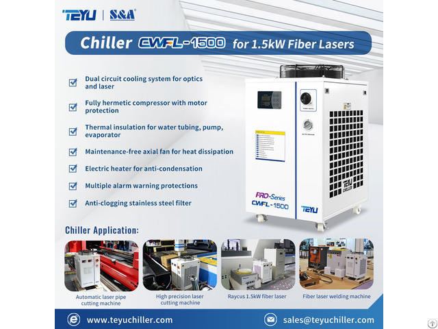 Industrial Chiller For 1500w Fiber Laser Cutter Welder Engraver
