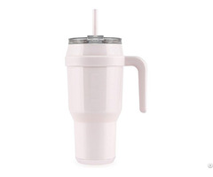 Custom Vacuum Insulated Stainless Steel Mug With Handle And Straw