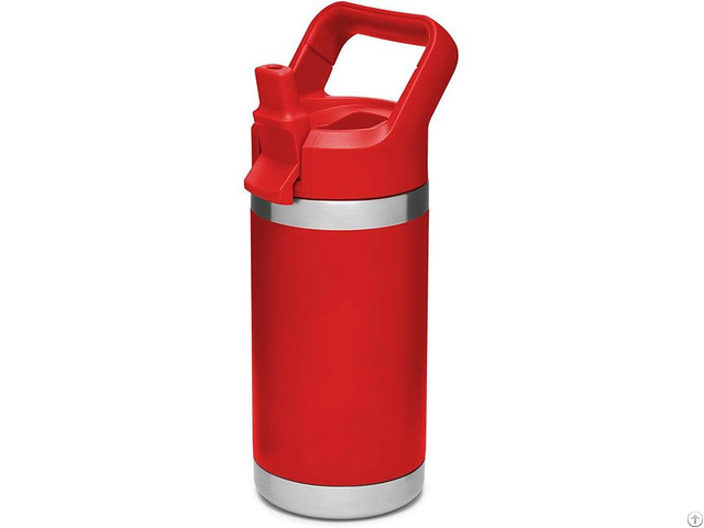 Custom Red Double Layer Stainless Steel Kids Insulated Mug With Straw