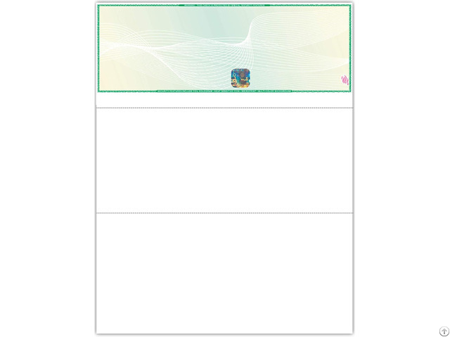 Green Yellow Premium Blank Hologram High Security Laser Check Stock Color Bond Paper