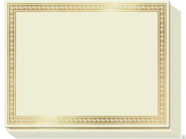 Certificate Papers With Blank Gold Foil Border Letter Size