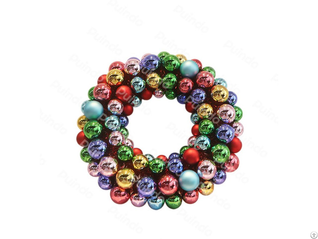 Puindo High Quality Customized Colorful Shiny Christmas Ball Wreath For Home Party Xmas Decorations