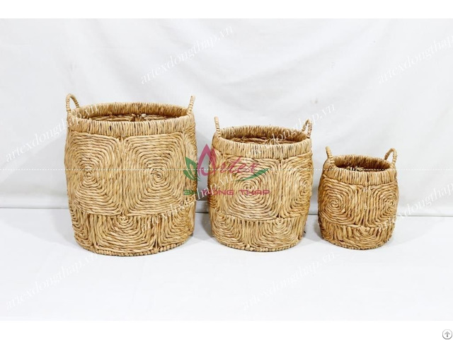New Design Water Hyacinth Storage Basket Sd20115a 3na