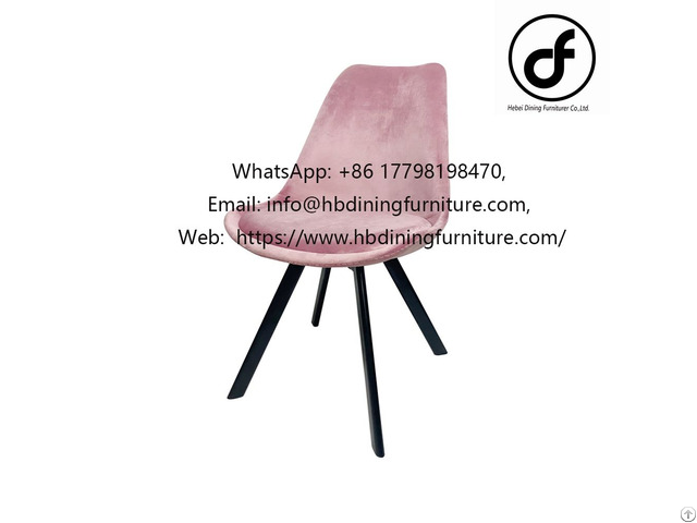 Pink Fabric Metal Leg Dining Chair