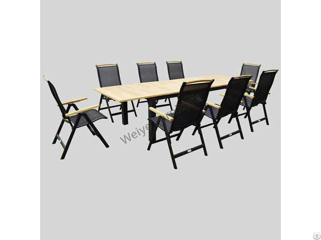 Outdoor Dinning Furniture Aluminium 9pcs Set With Folding Chair