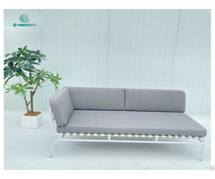 Aluminum Outdoor Dining Set White Frame Grey Cushion Sofa