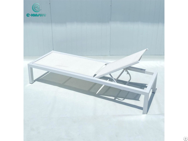 Aluminium And Textilene Waterproof Durable White Sun Loungers