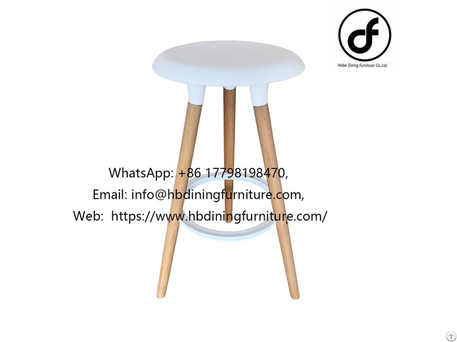 Plastic White Wooden Leg Bar Stool