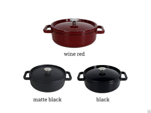 Durable Cookware Round Enameled Cast Iron Braiser Pan With Self Basting Lid