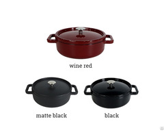 Durable Cookware Round Enameled Cast Iron Braiser Pan With Self Basting Lid