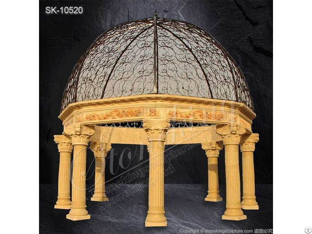 Manufacturer Large Yellow Marble Outdoor Gazebo For Garden And Home Decor Sales