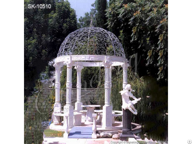 Factory Supplier Outdoor White Marble Wedding Gazebo For Patio And Backyard Decor