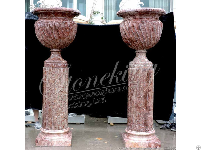 Factory Price Outdoor Solid Marble Tall Planter Pots For Garden And Home Decor