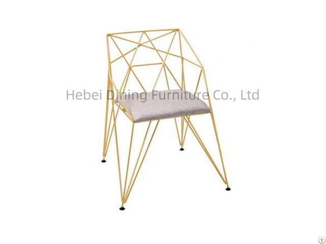 Hollow Gold Wire Chair With Soft Cushion