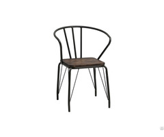 Black Metal And Wood Armchairs Dc M16