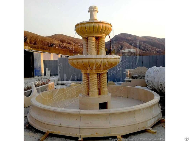 Factory Supplier Outdoor Garden Large Marble Water Fountain With Columns