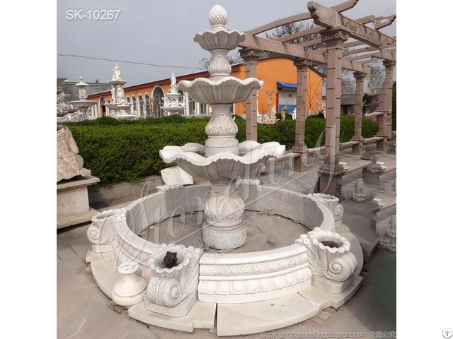 Captivating White Marble Three Tier Water Fountain For Outdoor Garden And Park Landscape