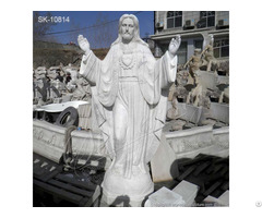 Religious White Marble Sacred Heart Of Jesus Statue For Church And Outdoor Garden