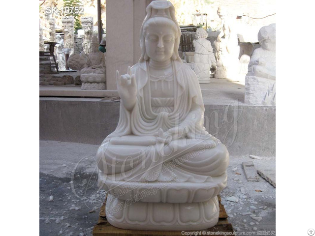 White Marble Seated Guanyin Or Kuanyin Statue For Outdoor Garden And Home Decor Factory Price