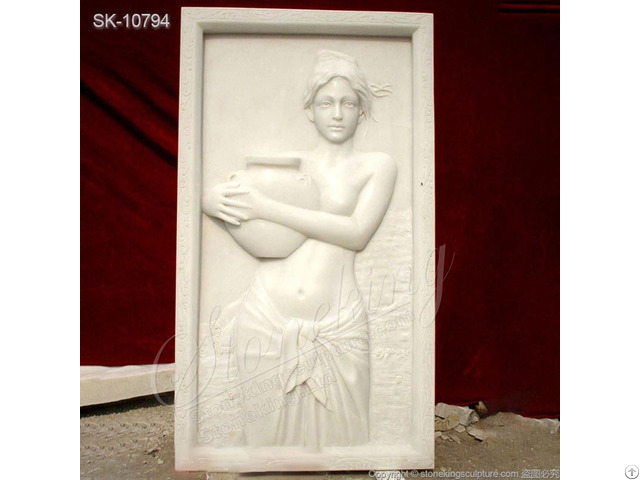 Factory Price Beautiful White Marble Woman Bas Relief Art Sculpture For Home Decor