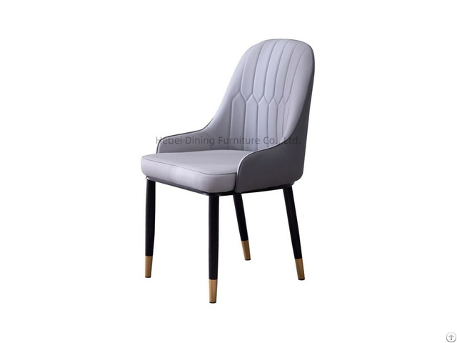 High Back Leather Dining Chair With Gold Plated Legs