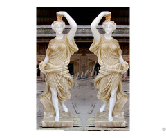 Manufacturer Pair Of Marble Woman Statue With Grapes For Outdoor Garden And Home Decor