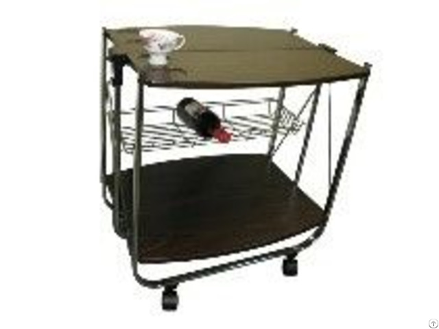 Barrel Shaped Wooden Board Two Tier Foldable Trolley