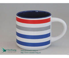 Custom Short 15oz Striped Fancy Ceramic Coffee Mugs