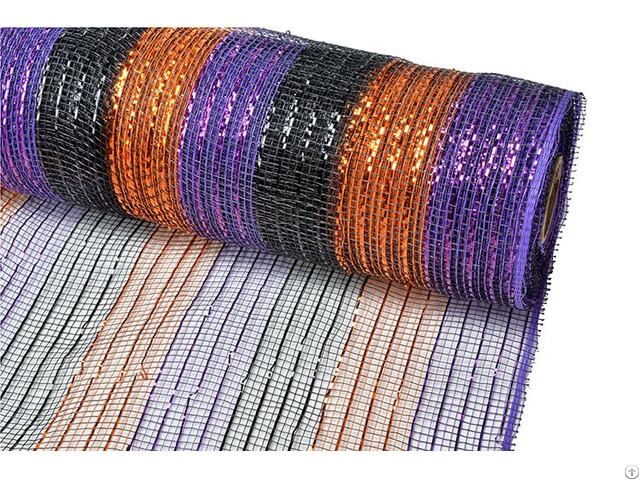 21 Inch 10y Purple Orange Black Stripe Christmas Decorative Mesh For 70c09i12i20x20