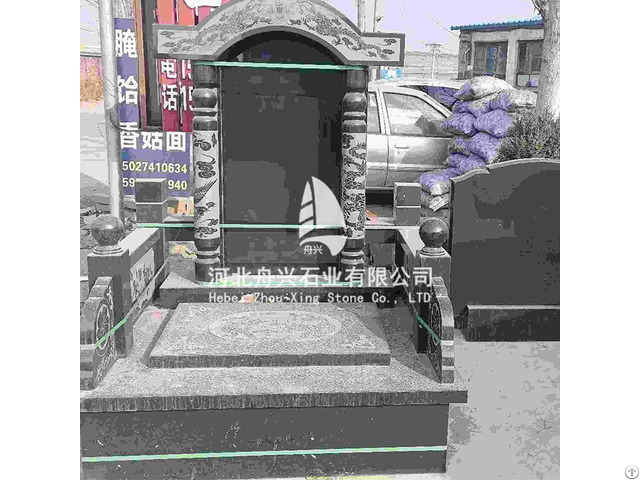 Black Carved Granite Gravestone