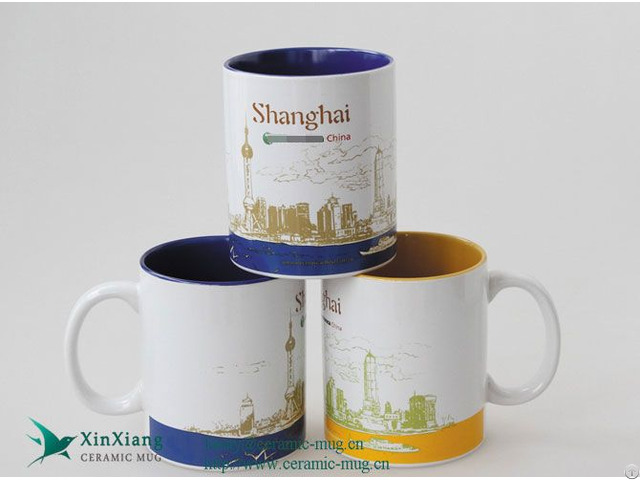 11oz White Classic Straight Printed Ceramic Coffee Mugs