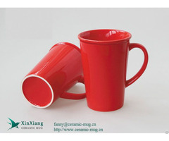 High Red Trumpet Shaped Ceramic Coffee Mugs With Logo