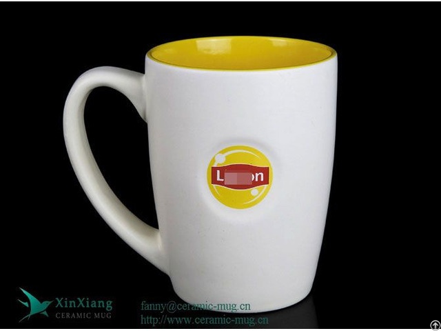 Custom Relief V Shape Glazed Lipton Ceramic Tea Mugs