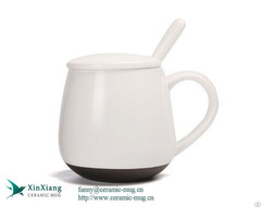 Manufacturers 12oz Plain White Drum Ceramic Mugs With Lid And Spoon