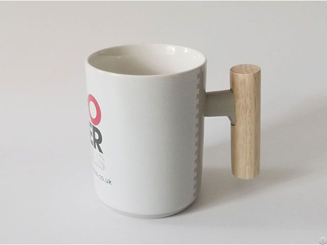Wholesale 330ml Grey Nordic Honeycomb Mugs With Wooden Handle