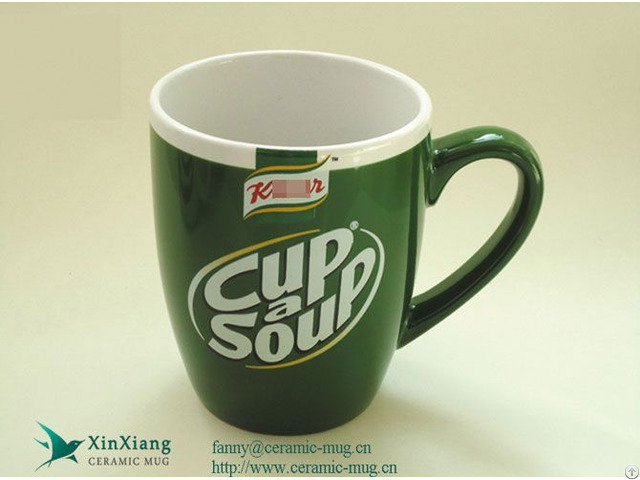 Wide Mouthed Green Lipton Ceramic Tea Mugs With Handle Supplier