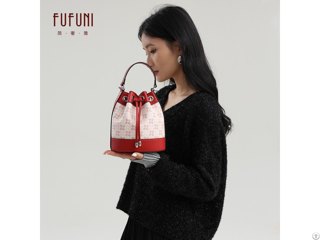 High Quality Luxury Ladies Crossbody Burgundy Bucket Handbag For Women